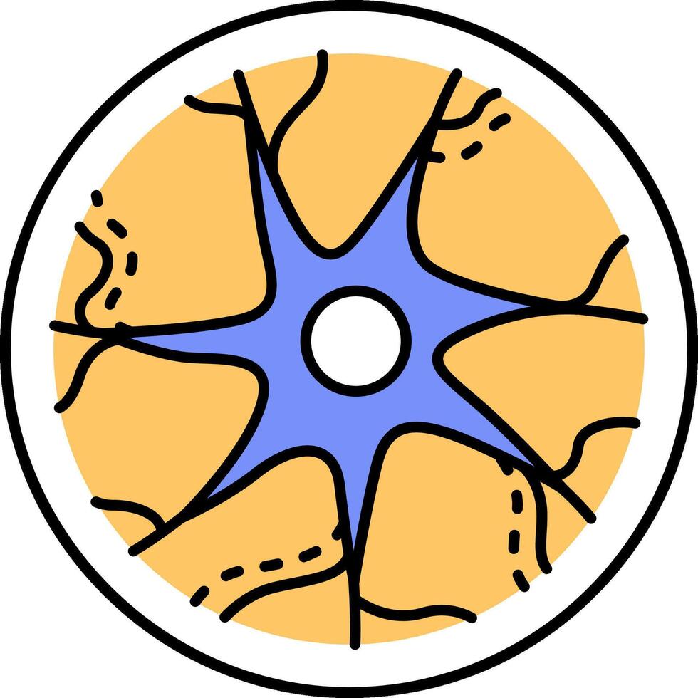A circular illustration of a brain with a star in the center vector