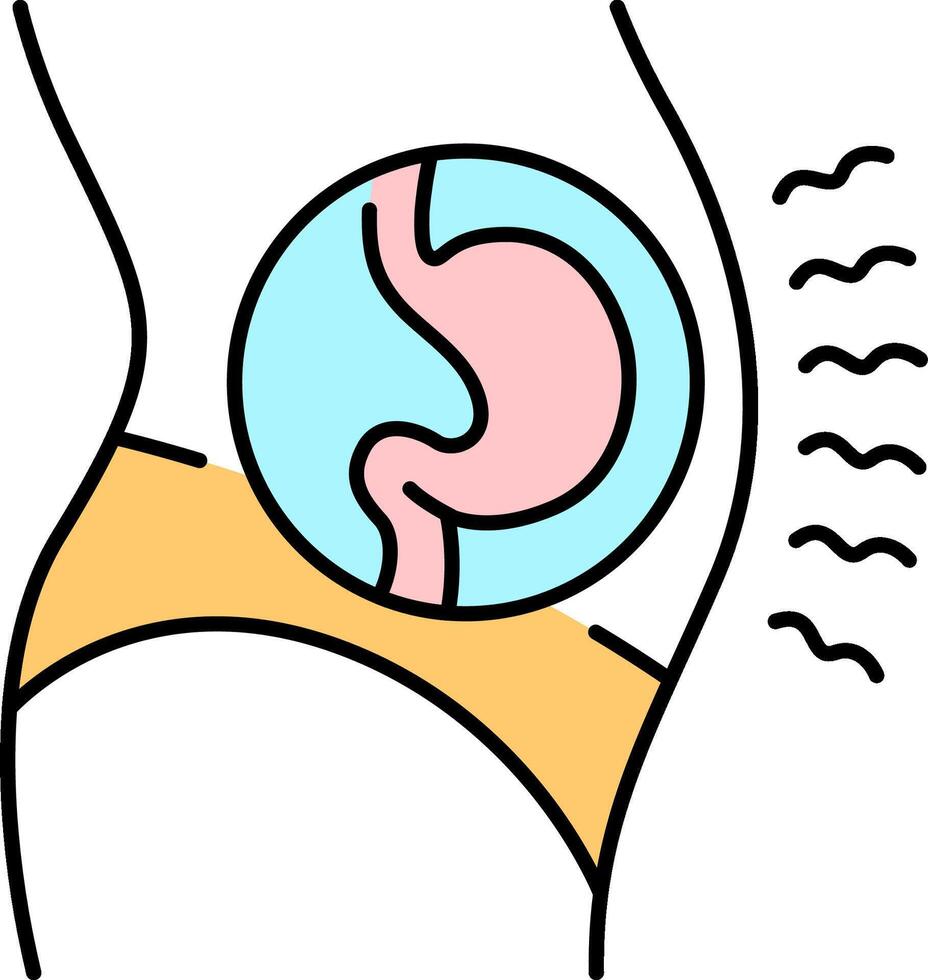 A cartoon illustration of a woman's stomach vector