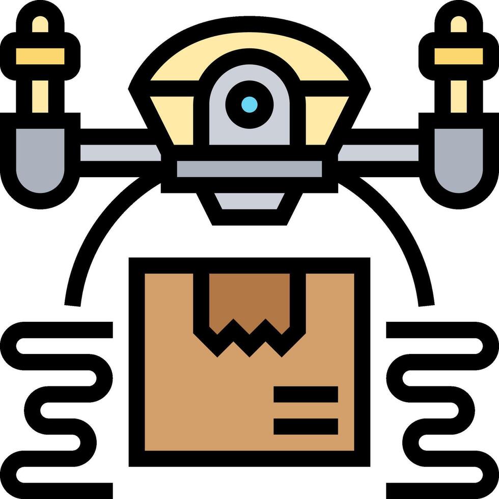 A drone with a box and a package vector
