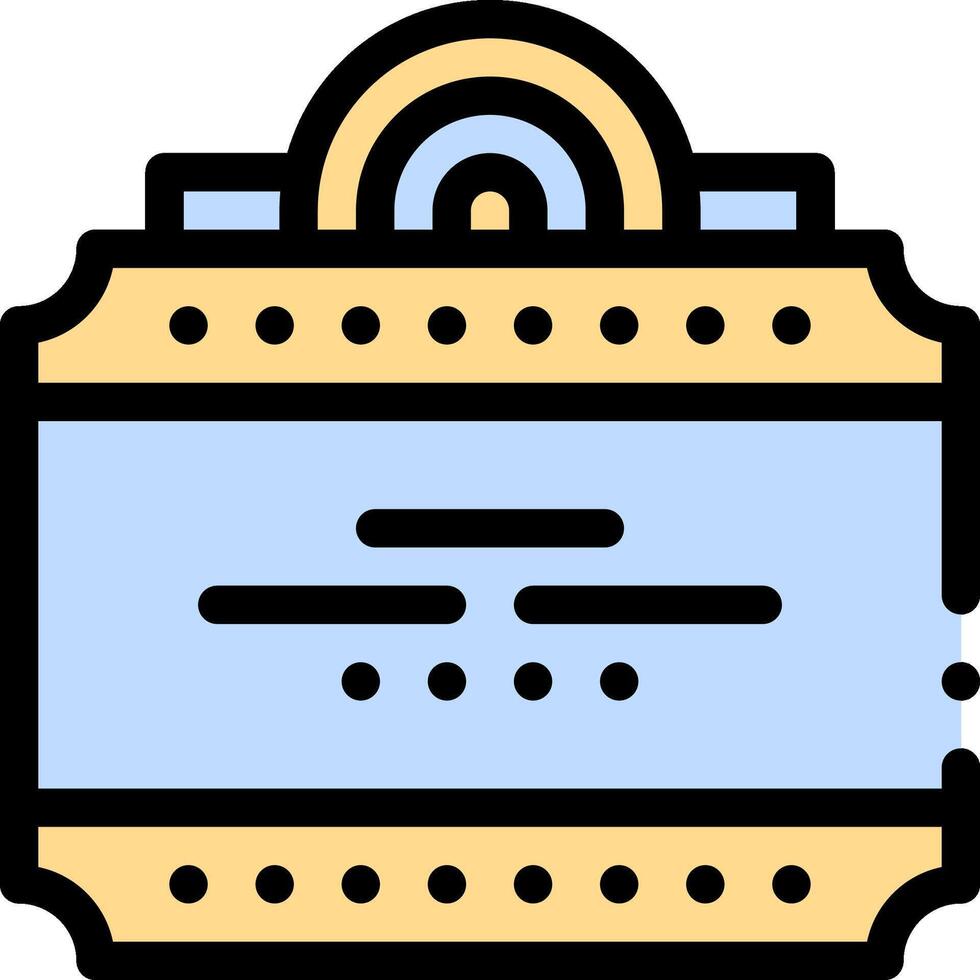 A suitcase icon with a blue and yellow background vector