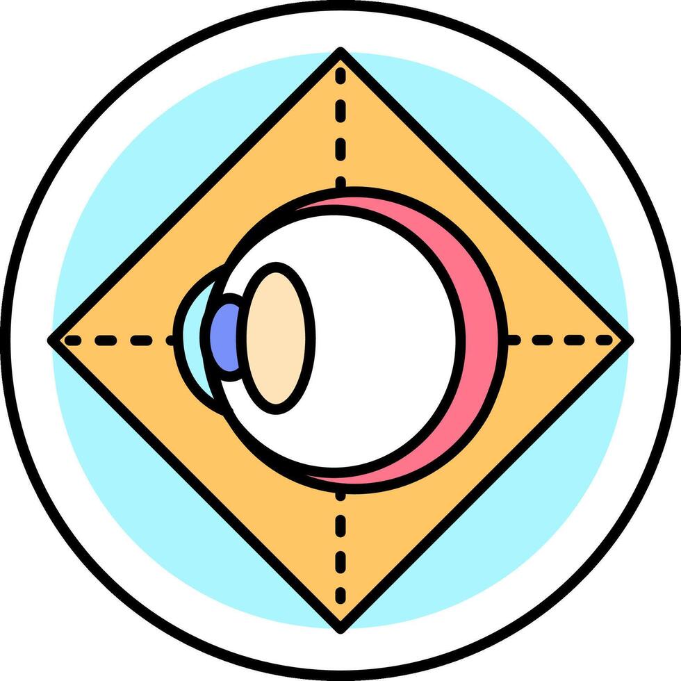 A circle with a blue and yellow square in the center vector