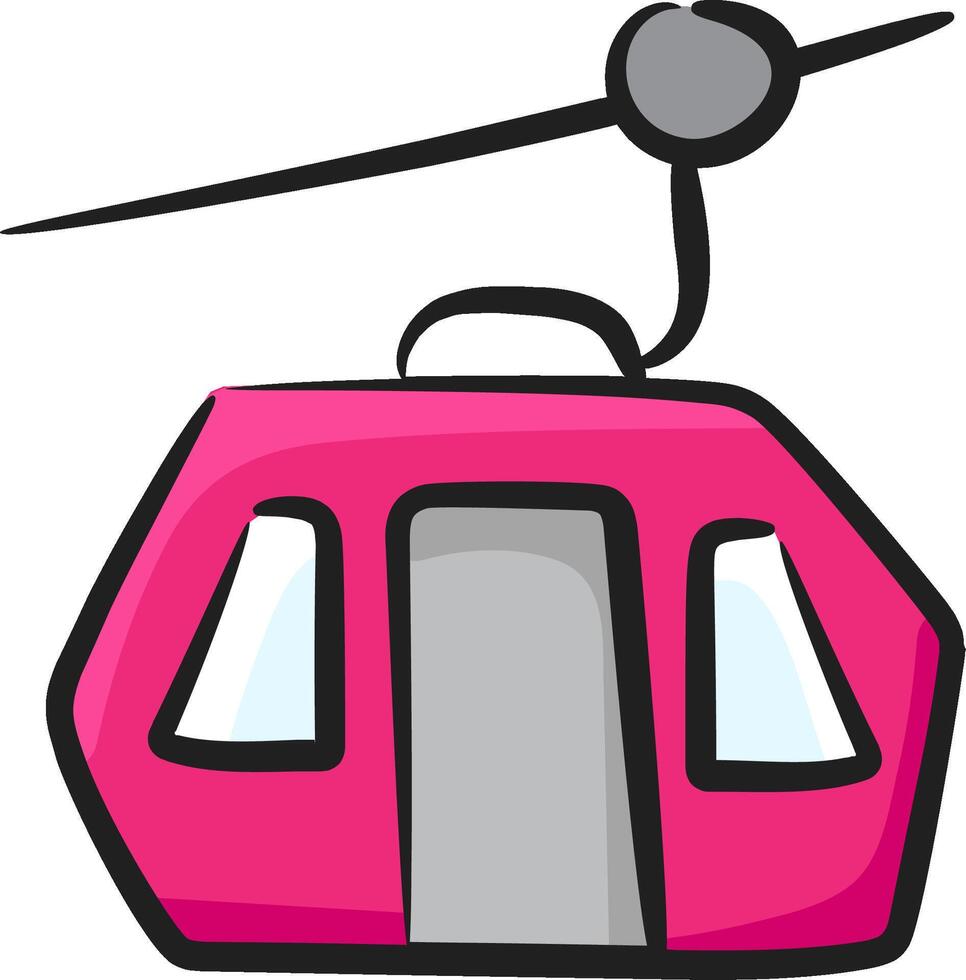 A pink cable car with a black handle vector