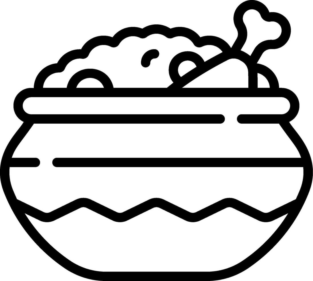 A black and white illustration of a bowl of food vector