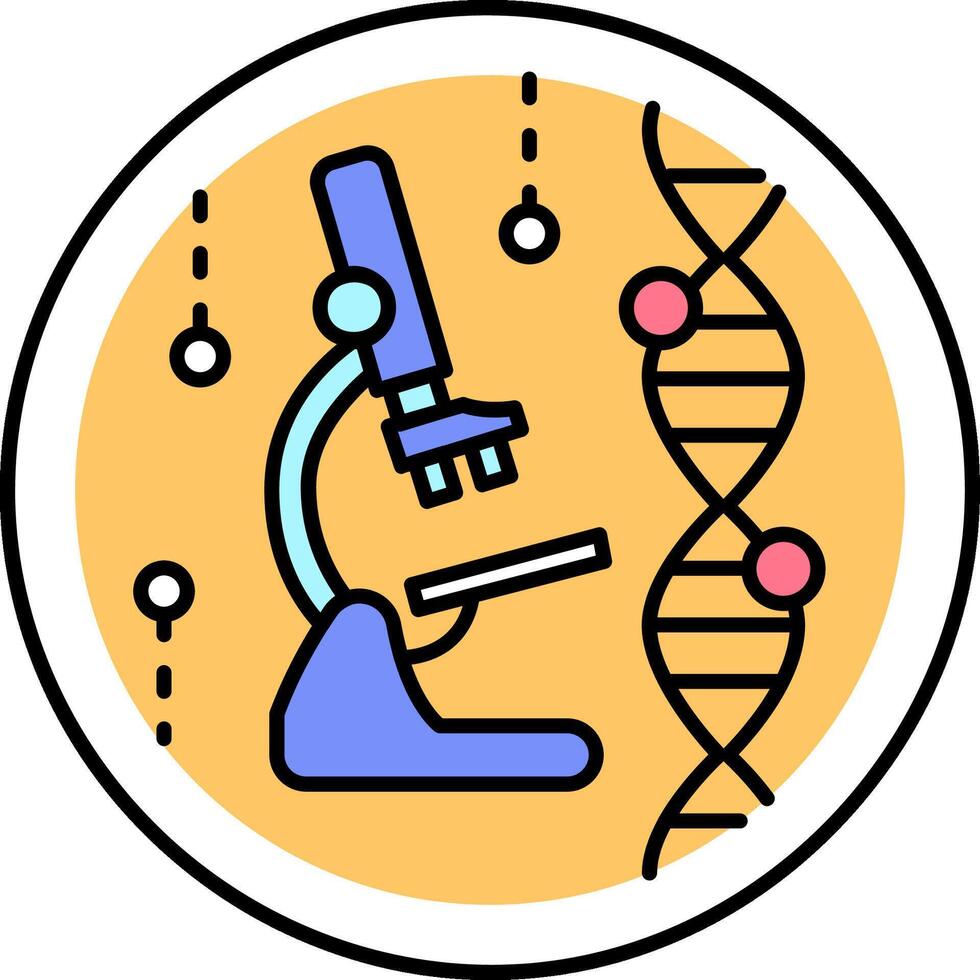 A microscope and dna are in a circle vector