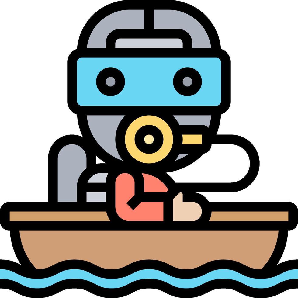 A cartoon man in a boat with a mask on vector