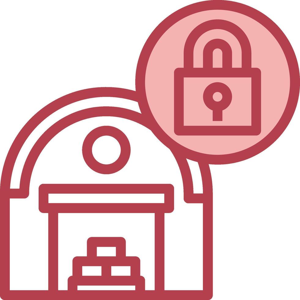 A red icon with a padlock and a building vector