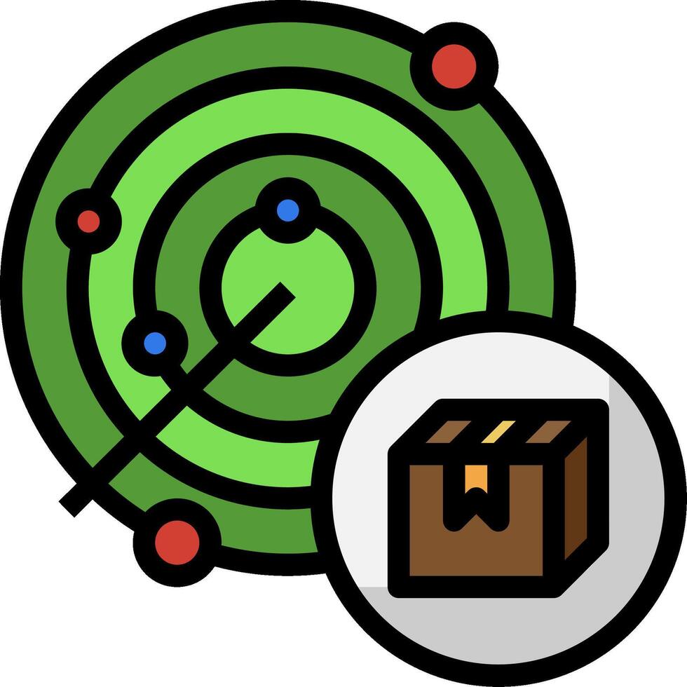 A green and brown box with a compass and a green circle vector