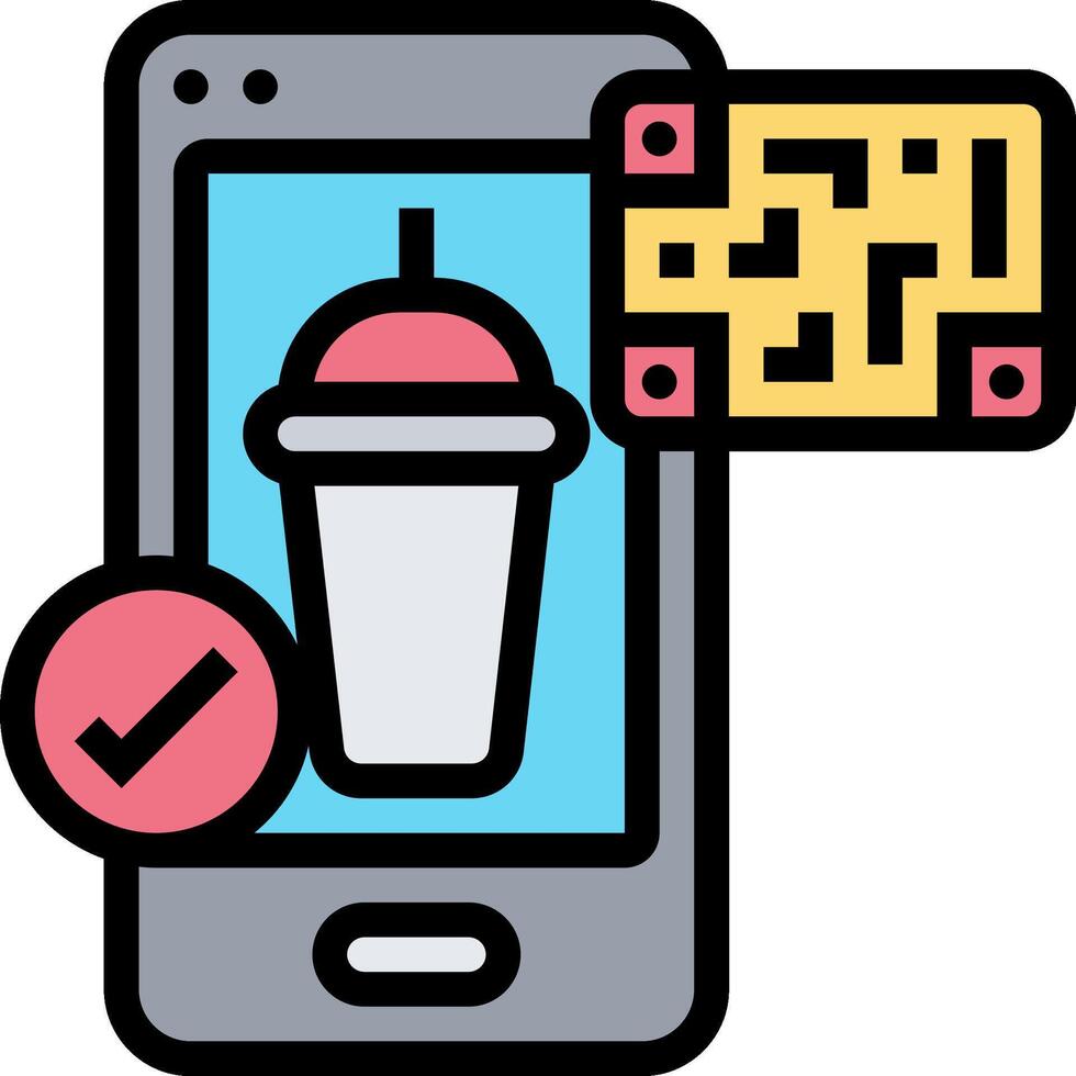 A smartphone with a drink and a qr code vector