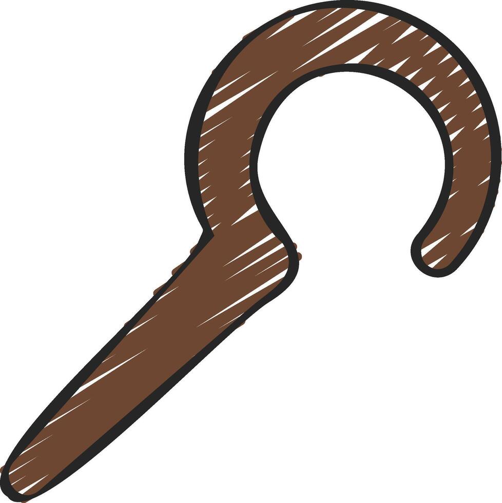 A brown wooden hook on a white background vector
