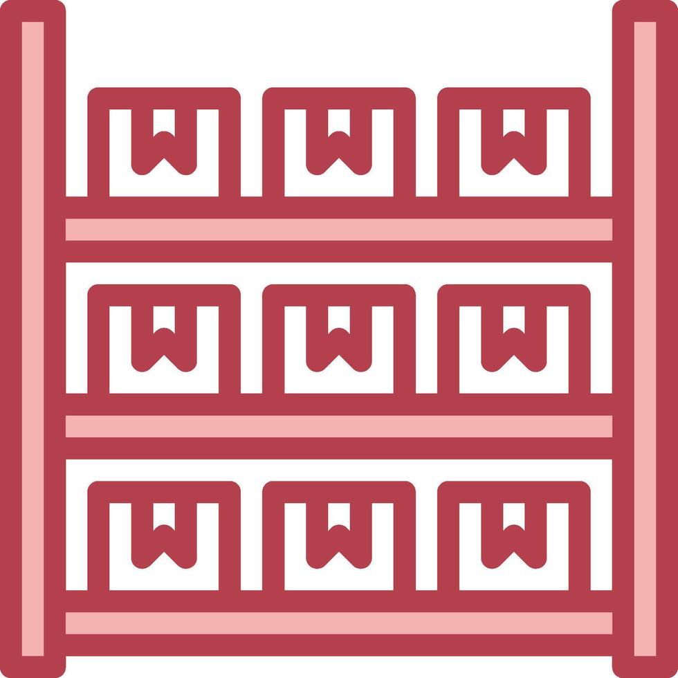 A rack of books with a red background vector