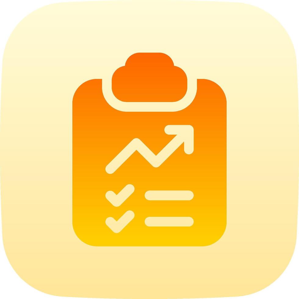 A yellow and orange clipboard icon with a check mark vector