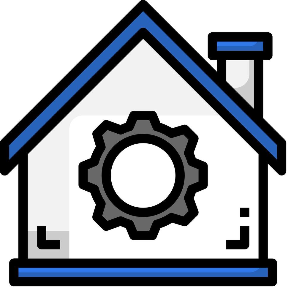 A house with a gear wheel inside vector