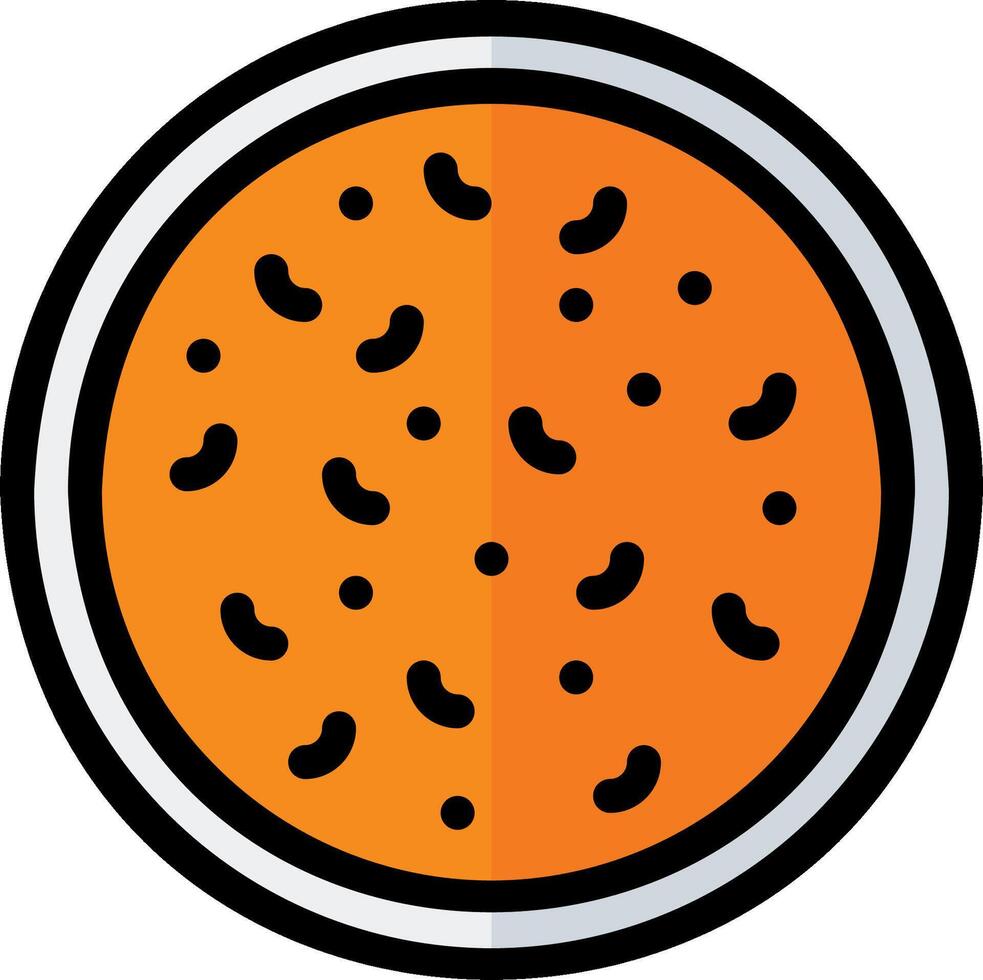 A round orange cookie with black dots on it vector