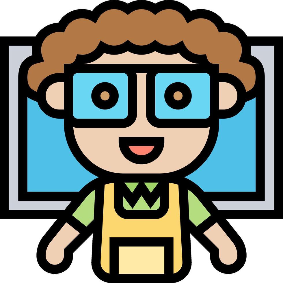 A cartoon man with glasses and apron vector