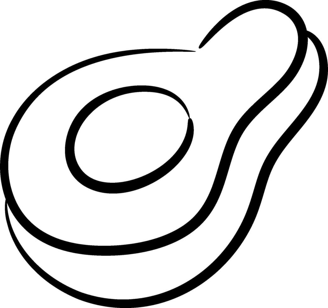 A black and white drawing of an avocado vector