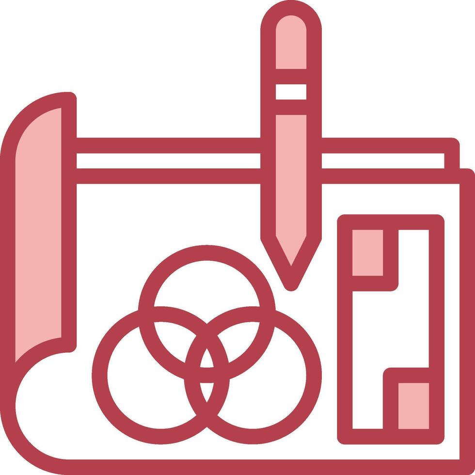 A red and white icon of a pen and a book vector