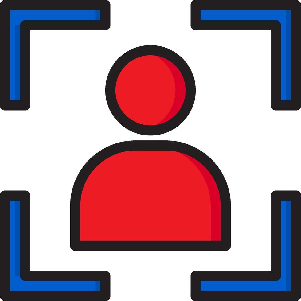 A red person in a blue square vector