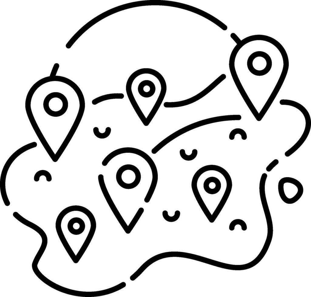 A map with pins on it and a pin on the top vector