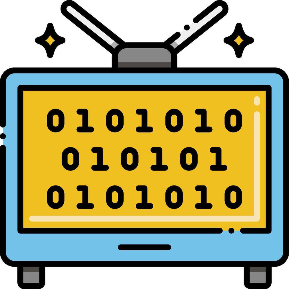 An old television with binary code on it vector