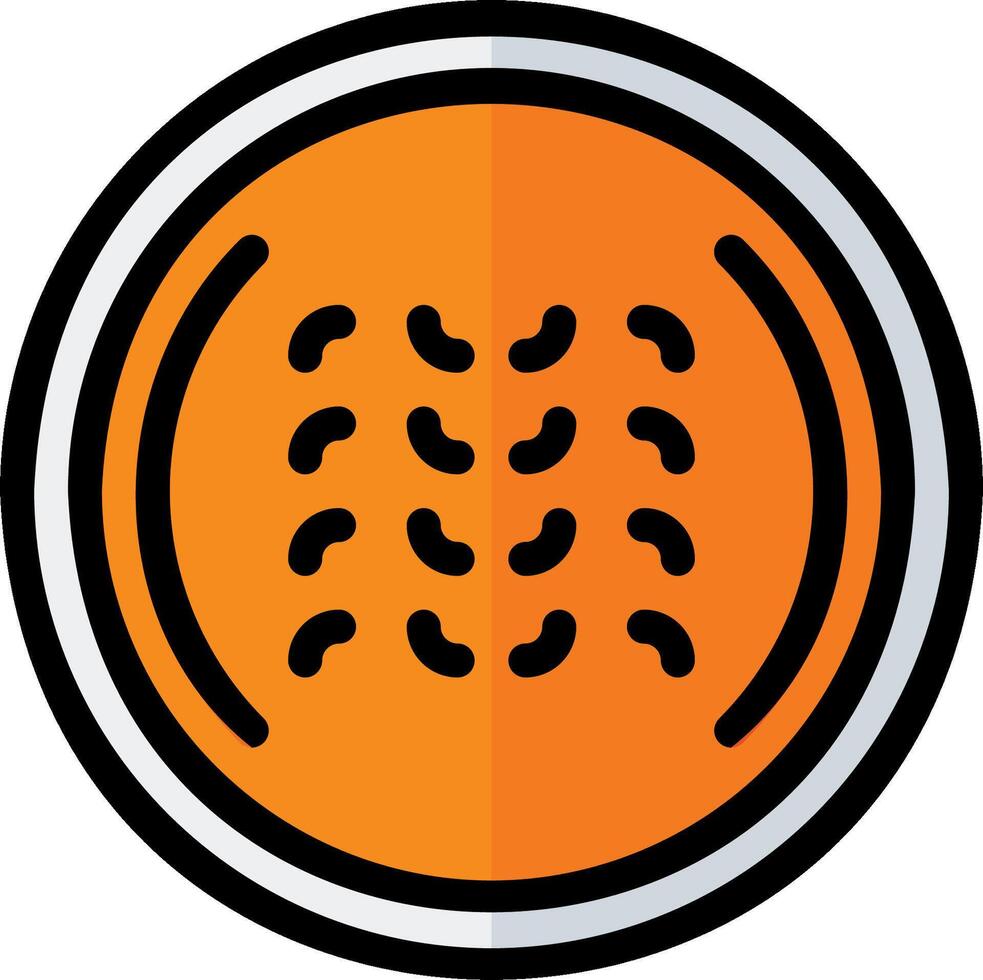 A circular icon with a black and orange design vector