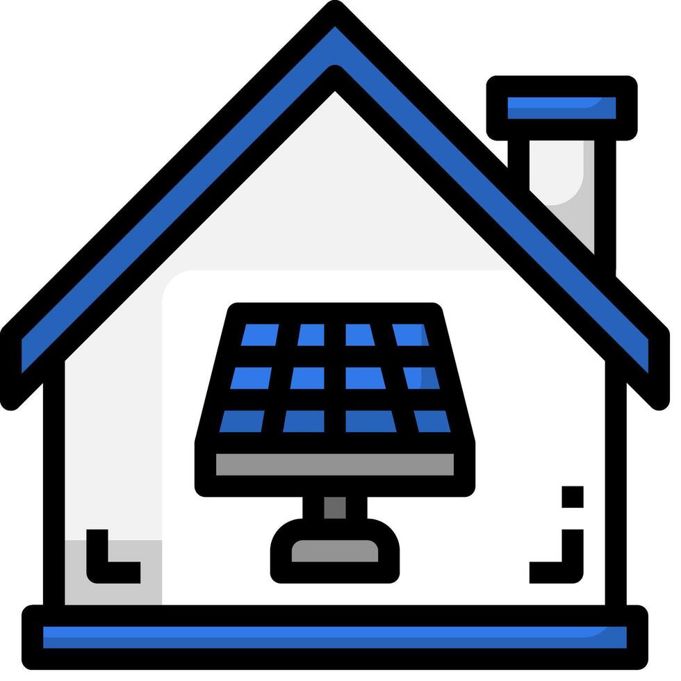 A house with a solar panel on the roof vector