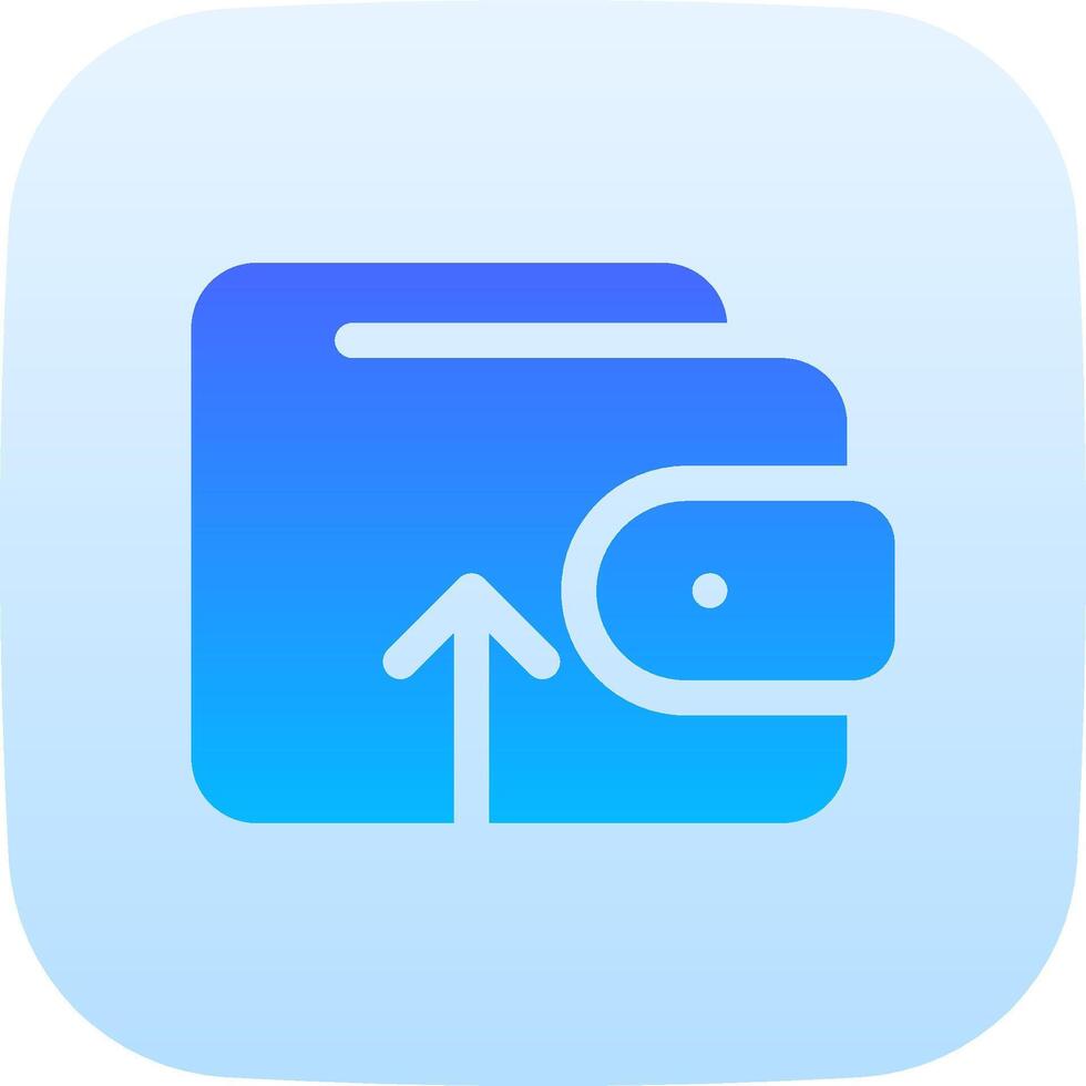 A blue wallet icon with an arrow pointing up vector
