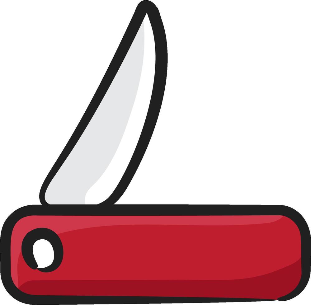 A red knife with a white handle vector