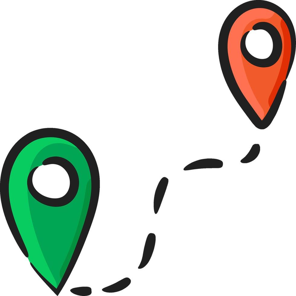 A map pointer with two different colored pins vector