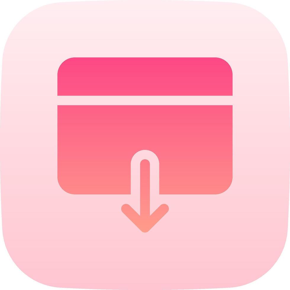 A pink card with an arrow pointing down vector