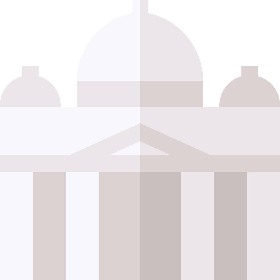 A white building with a dome and a clock vector