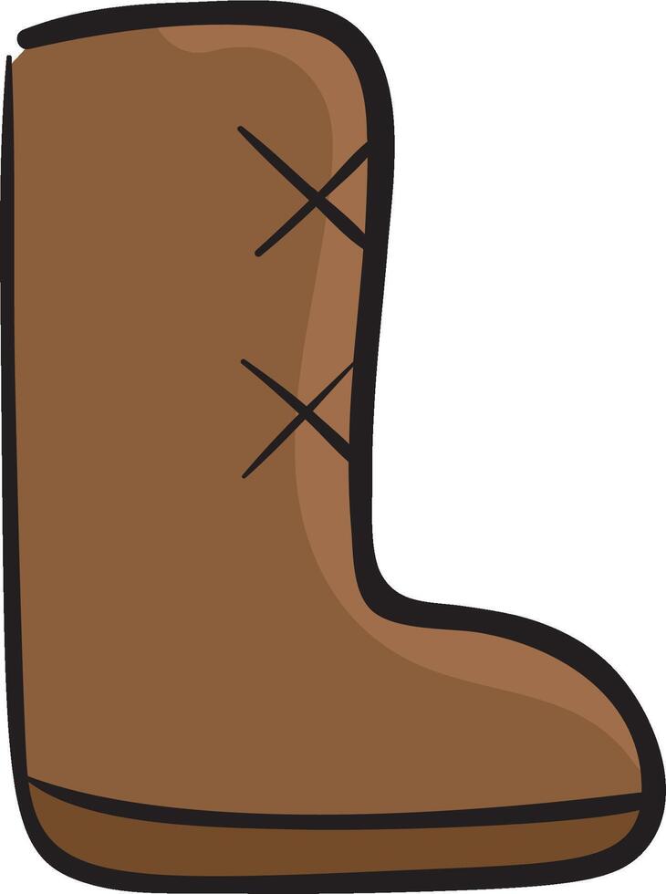 A brown boot with a black strap vector