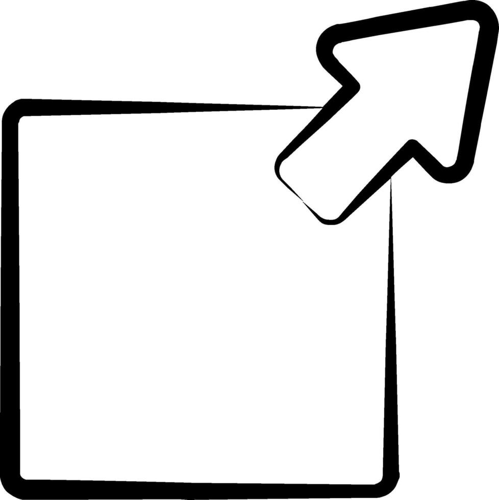 A black and white square with an arrow pointing to it vector