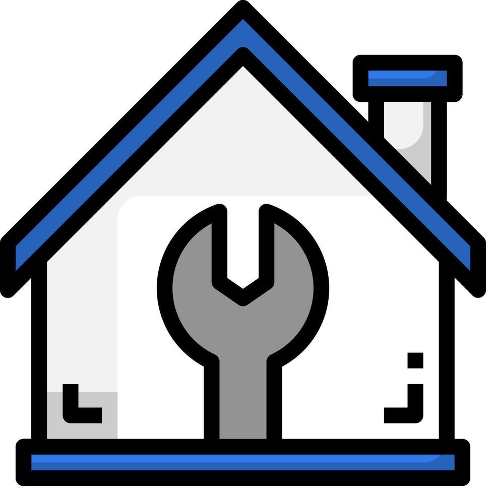 A house with a wrench in the middle of it vector