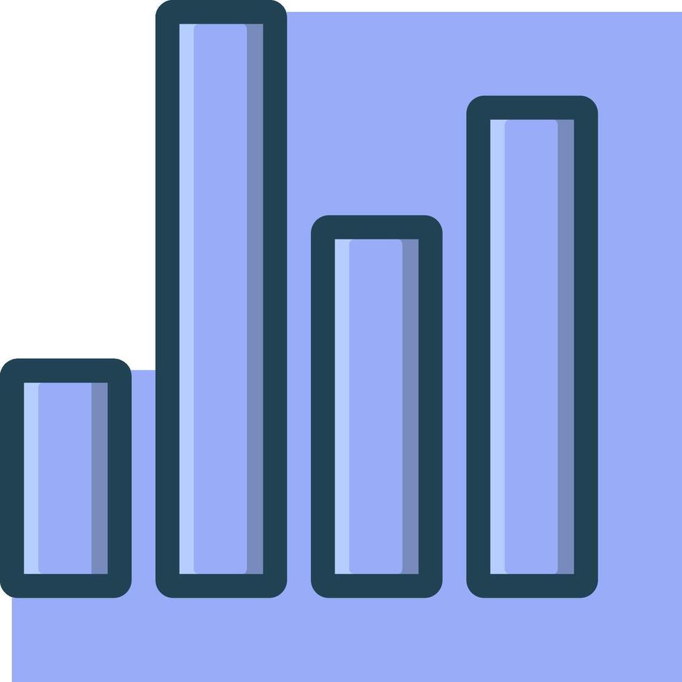 A bar chart icon with a blue background vector