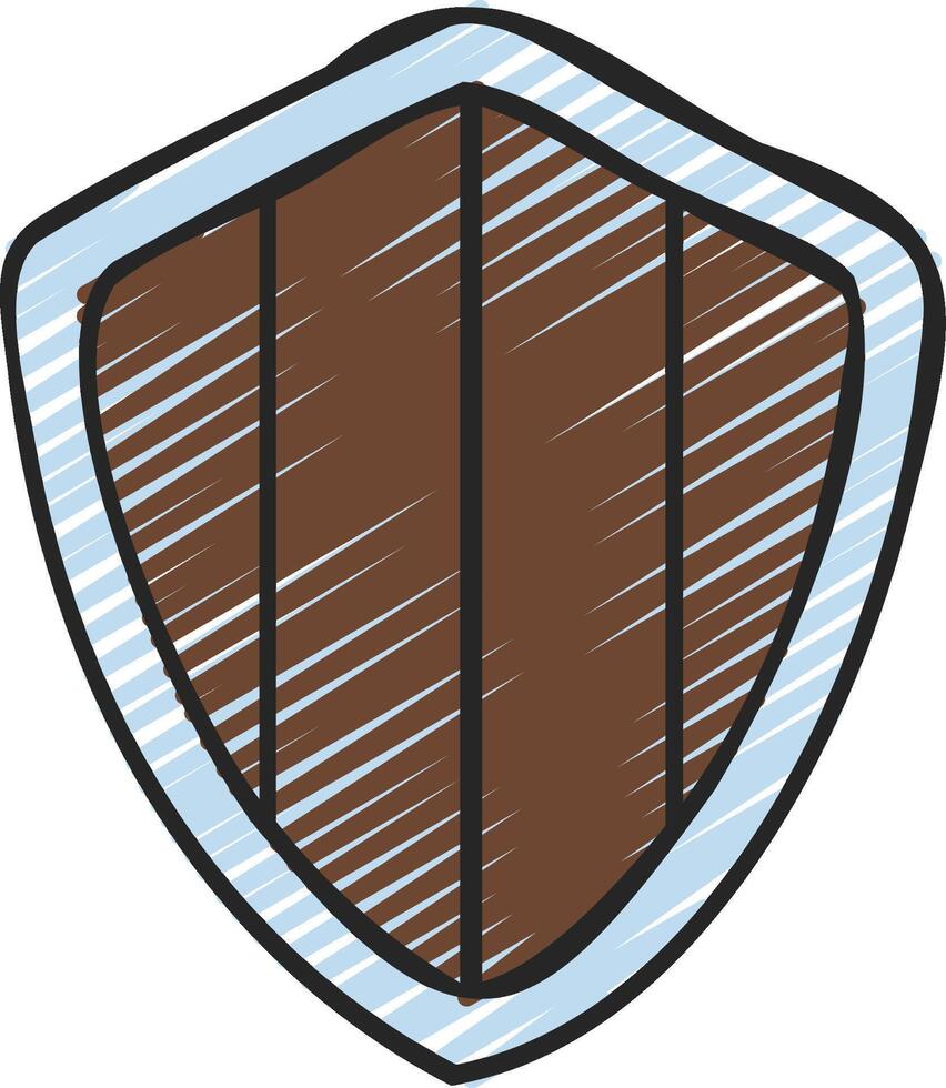 A shield icon with a brown and blue color vector