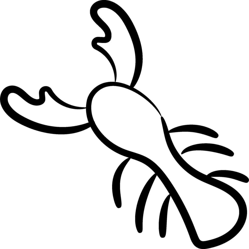 A black and white drawing of a lobster vector