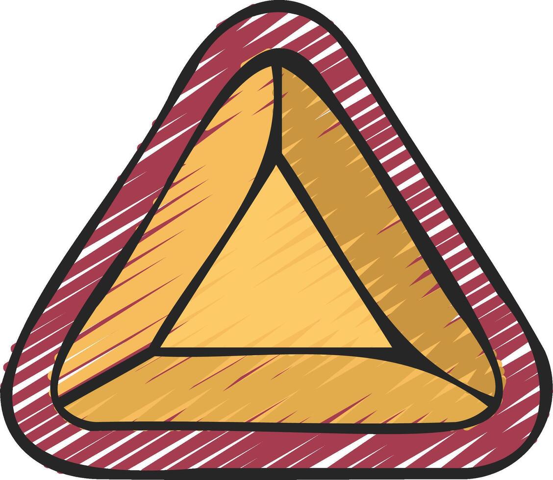 A triangle with a red and yellow stripe on it vector