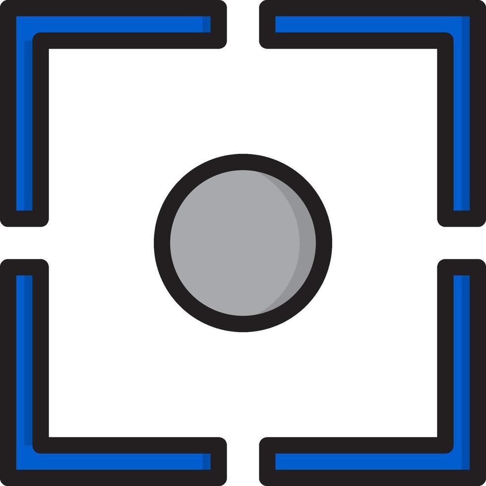 A square with a blue border and a black circle vector