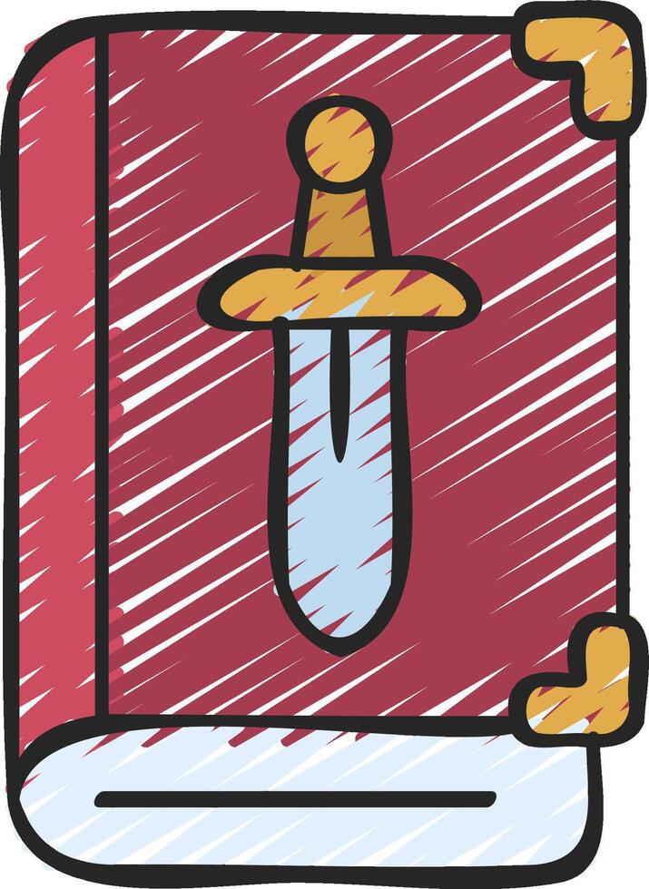 A book with a knife on top of it vector