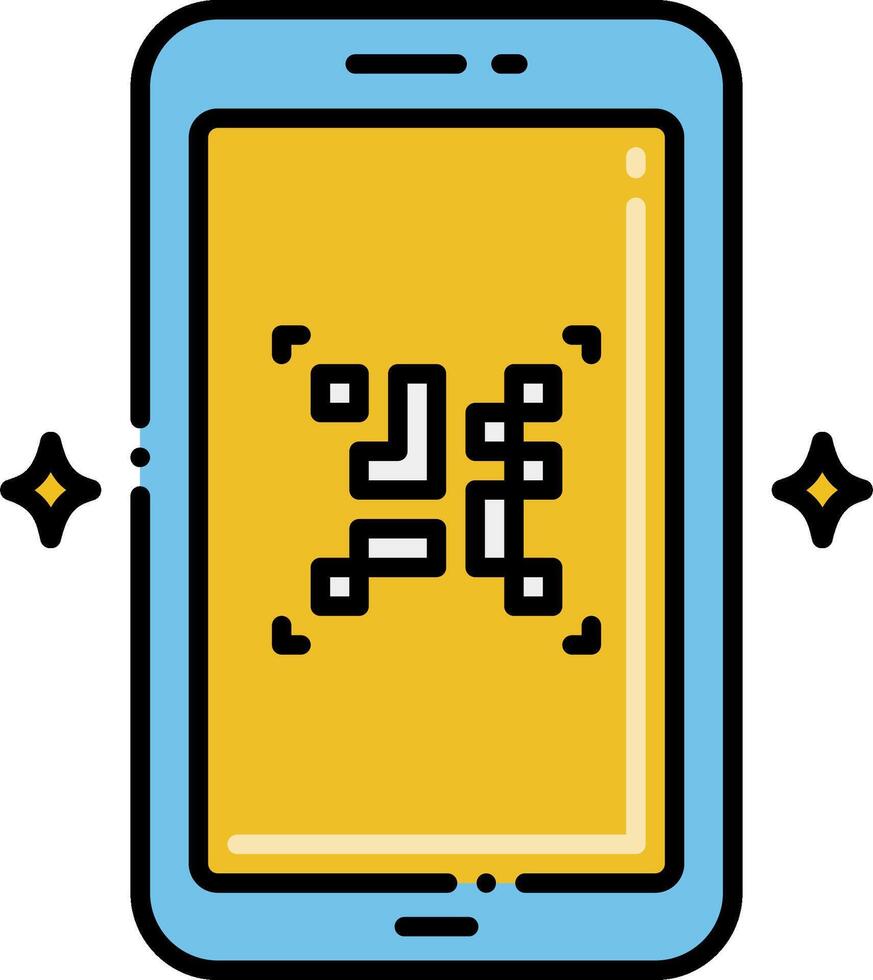 A smartphone with a qr code on it vector