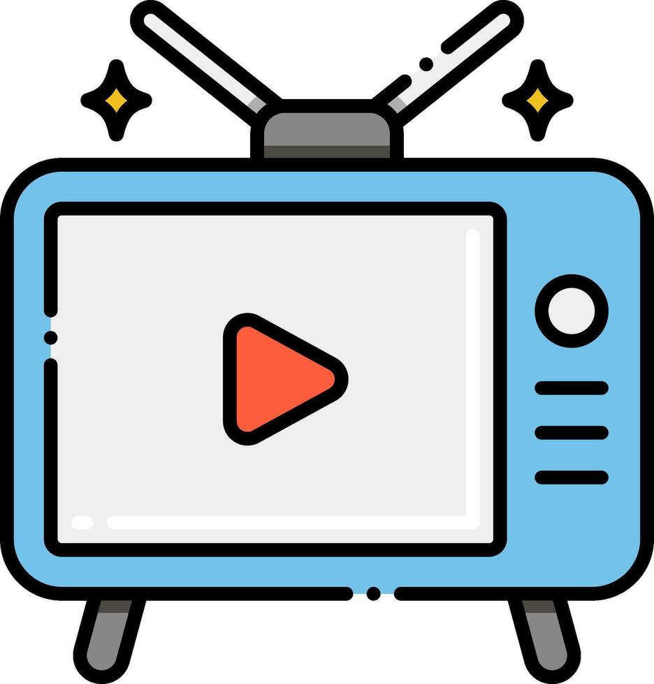An icon of a television with a play button vector