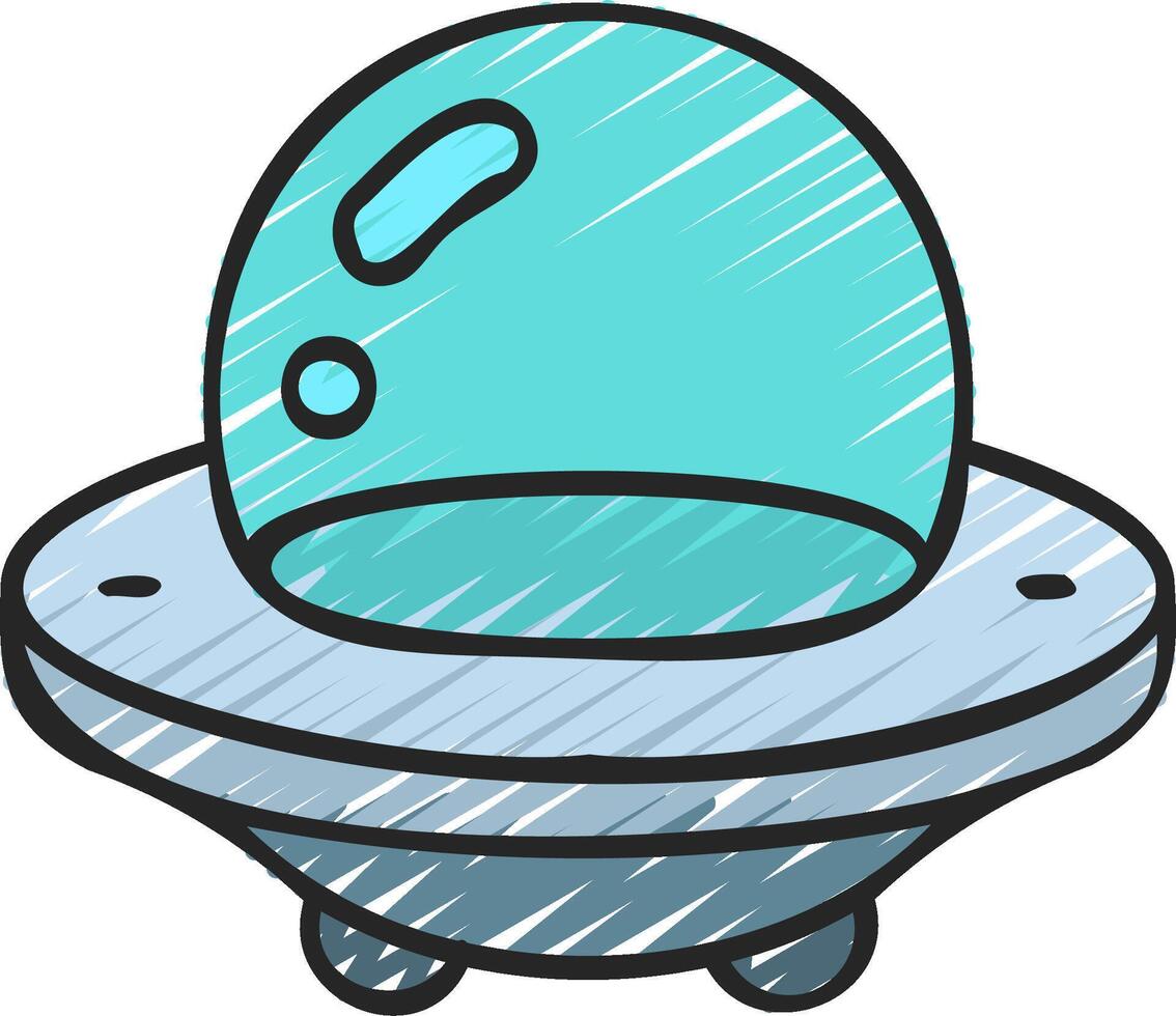 A cartoon alien spaceship with a blue glass dome vector