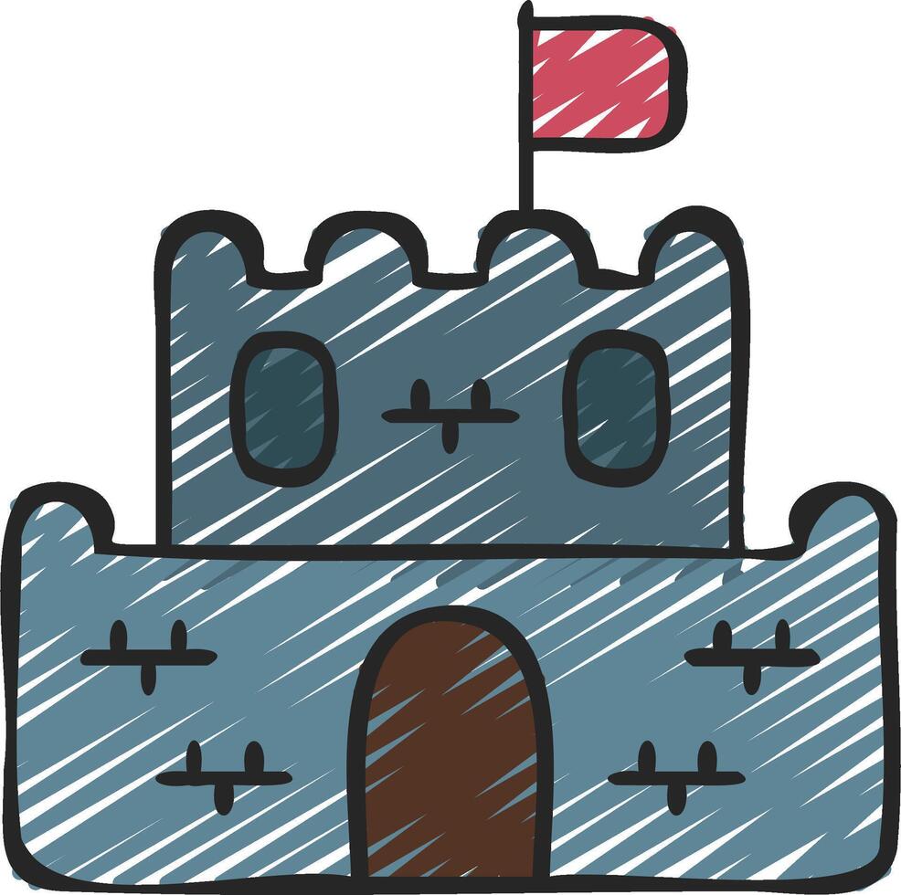 A castle with a flag on top and a flag on the roof vector