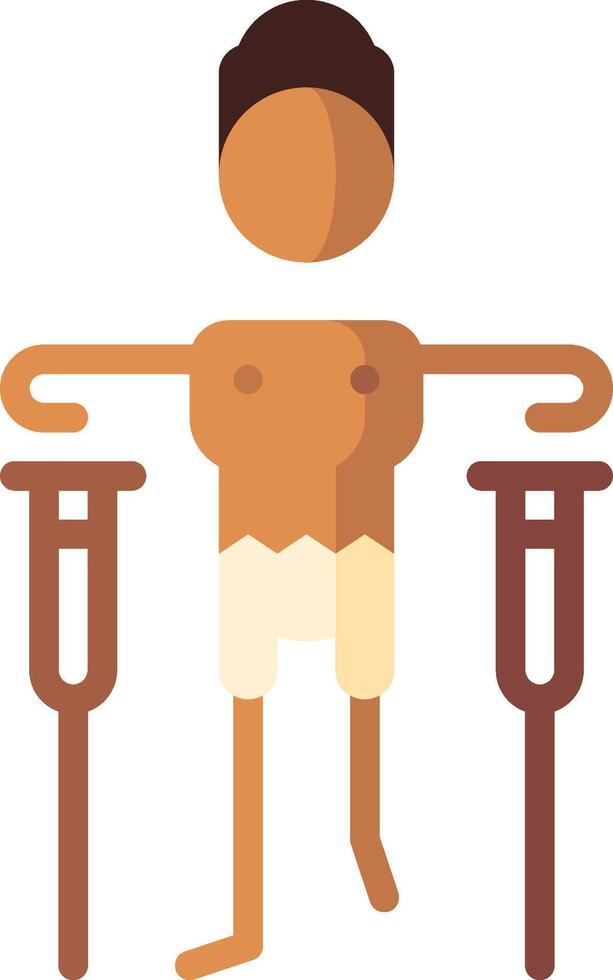 A man with crutches and a stick in his hand vector