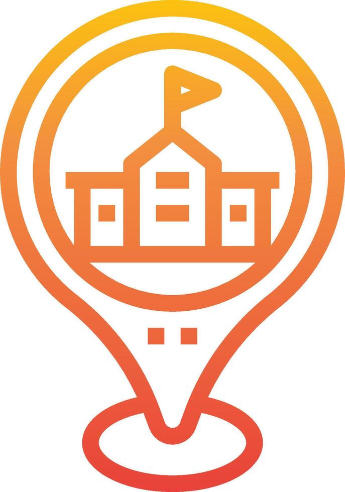 A school building with a flag on top of it vector