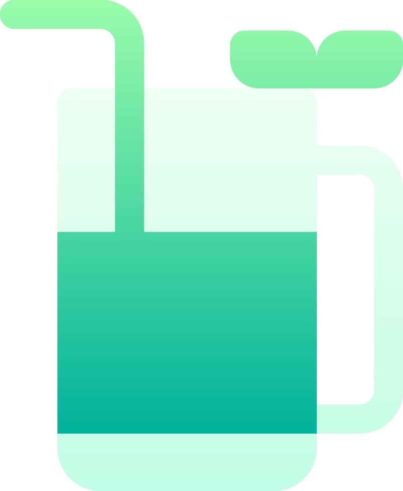 A green drink with a straw and a green leaf vector