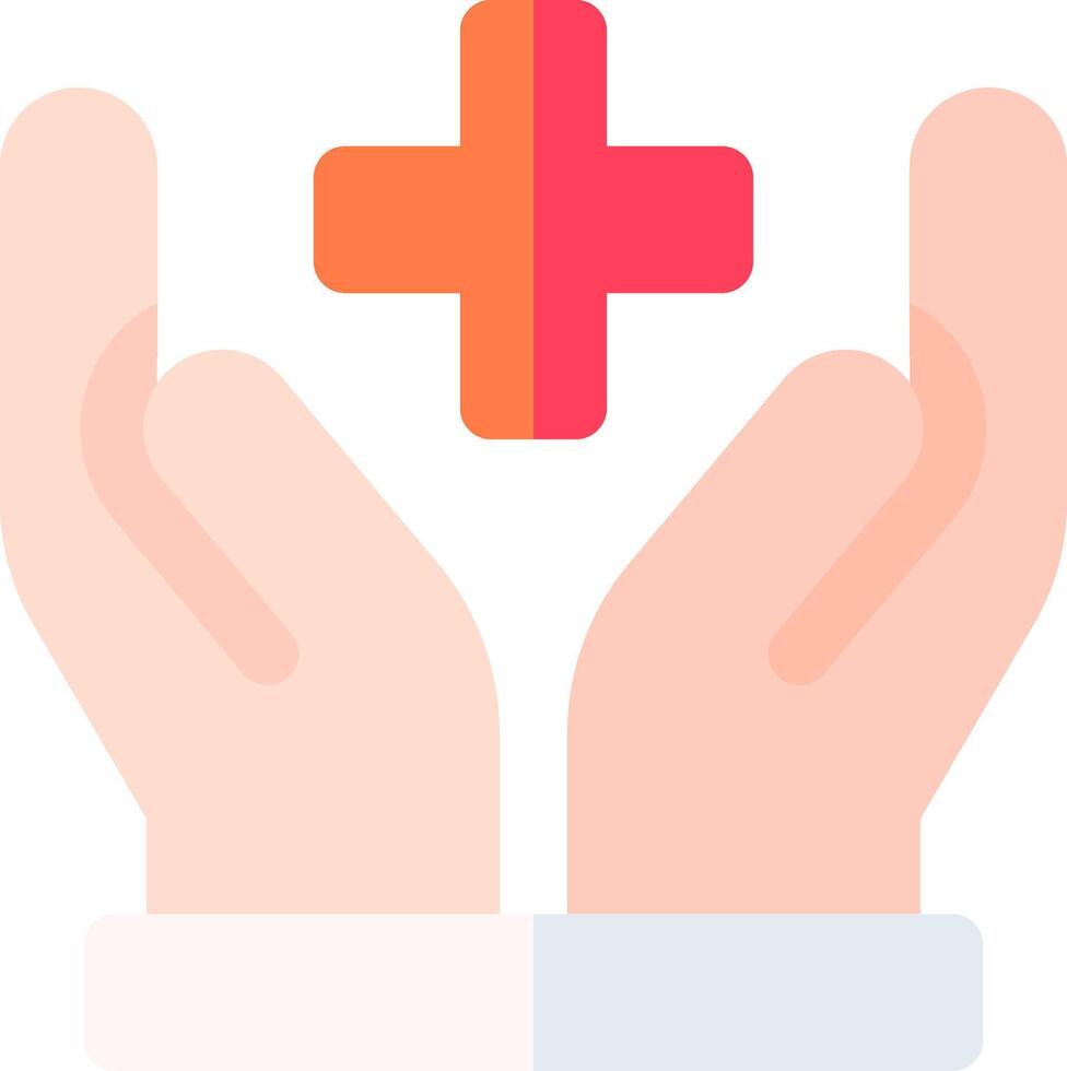 Two hands holding a cross in one hand and a red cross in the other vector