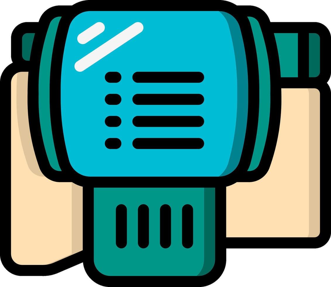 A hand holding a device with a list on it vector