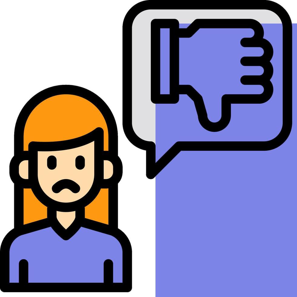 A woman is talking to a person with a thumbs down vector
