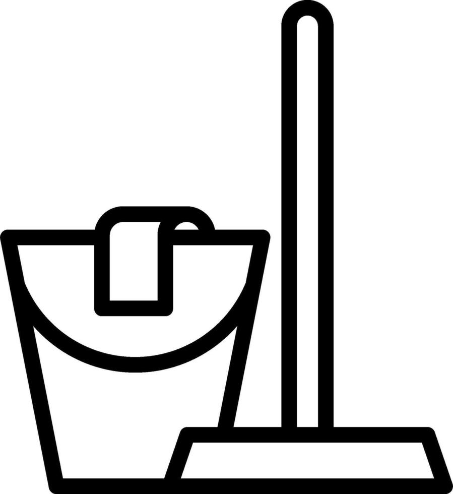 A bucket and mop icon on a white background vector